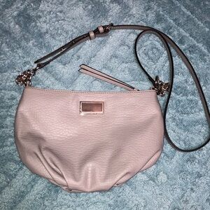Juicy Couture Stone Gray Crossbody Bag Silver Hardware Faux Pebbled Leather